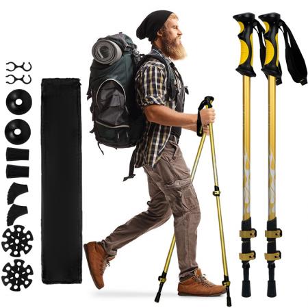 Hiking 105-135CM Telescopic Aluminum Adjustable Hight Shock Absorbent Trekking Poles 