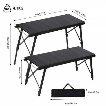 Outdoor Adjustable Height Lightweight Aluminum Folding X Shaped IGT Camping Table