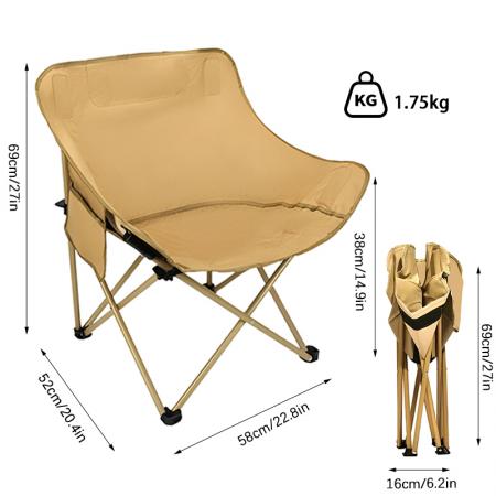 Custom Color Logo Portable Folding Camping Moon Chair Fishing Outdoor Beach Chair 