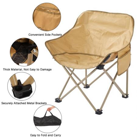 Custom Color Logo Portable Folding Camping Moon Chair Fishing Outdoor Beach Chair 
