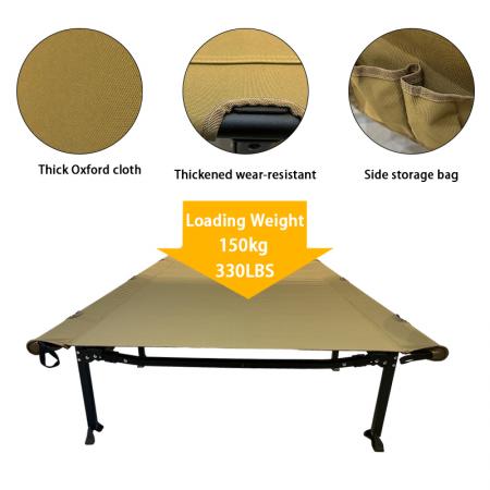 Custom Foldable Camping Bed Outdoor Portable Aluminum Camping Cots for Adults with Side Pockets 