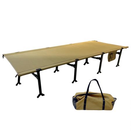 Custom Foldable Camping Bed Outdoor Portable Aluminum Camping Cots for Adults with Side Pockets 