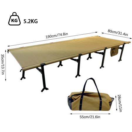 Custom Foldable Camping Bed Outdoor Portable Aluminum Camping Cots for Adults with Side Pockets 
