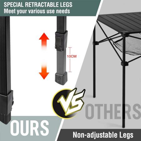 Lightweight Adjustable Outdoor Picnic Backyards Folding Camping Square Table 