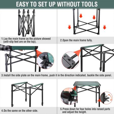 Lightweight Adjustable Outdoor Picnic Backyards Folding Camping Square Table 