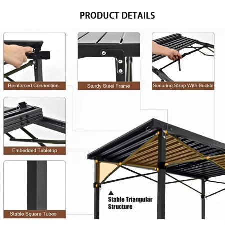 Outdoor Portable Metal Patio Dining Garden Square Foldable Table 