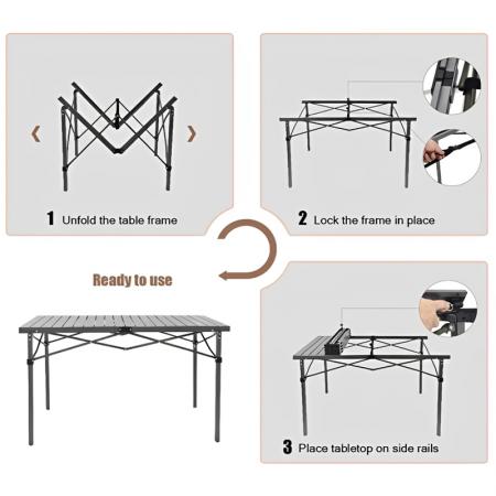 Outdoor Portable Metal Patio Dining Garden Square Foldable Table 
