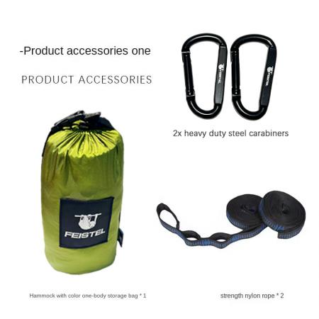 Outdoor Nylon Portable Parachute Double Camping Mosquito Net Hammock with Rope and Carabiners 