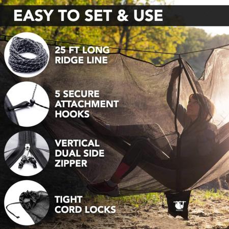 Thin Outdoor Mosquito Net Hammock Anti Rollover Field Camping Parachute Cloth Anti Mosquito Hammock 