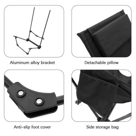 Outdoor Camping Lightweight High Back Camping Chair Portable Outdoor Folding Chair with Headrest 