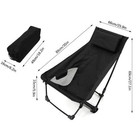 Outdoor Camping Lightweight High Back Camping Chair Portable Outdoor Folding Chair with Headrest 