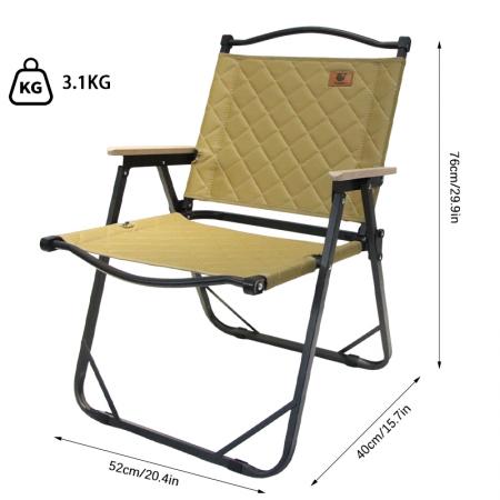 Garden Outdoor Picnic Chair Portable Foldable Camp Kermit Chair With Solid Wood Handrail 