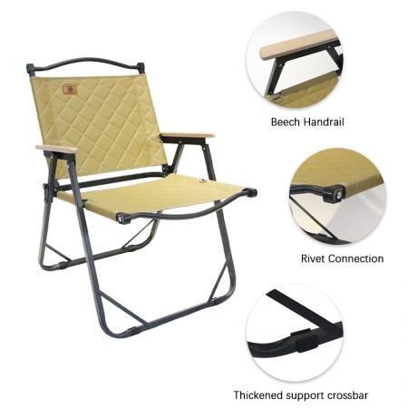 Garden Outdoor Picnic Chair Portable Foldable Camp Kermit Chair With Solid Wood Handrail 
