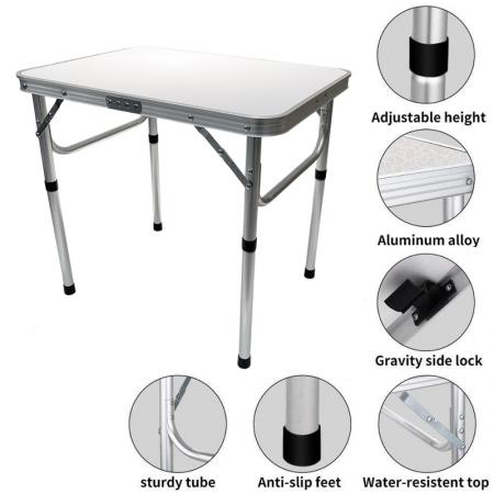 Outdoor Adjustable Lightweight Portable Aluminum Folding Table 
