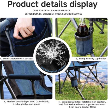 Outdoor Folding Large Sized Comfortable Backrest for Leisure Car Travel Camping Director's Chair 