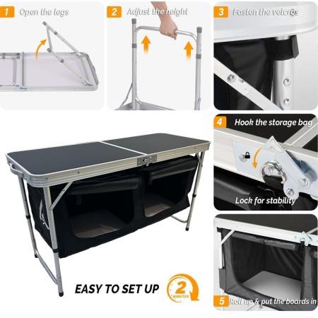 Portable Easy to Install Outdoor Portable Camping Picnic Folding Kitchen Table 