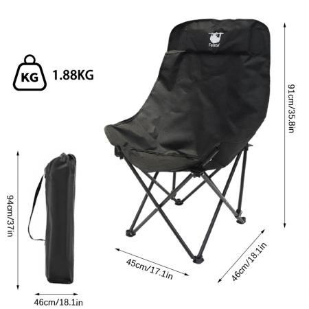 Camping High Back Large Size Moon Chair Comfortable Folding Outdoor Lazy Lounge Chair 