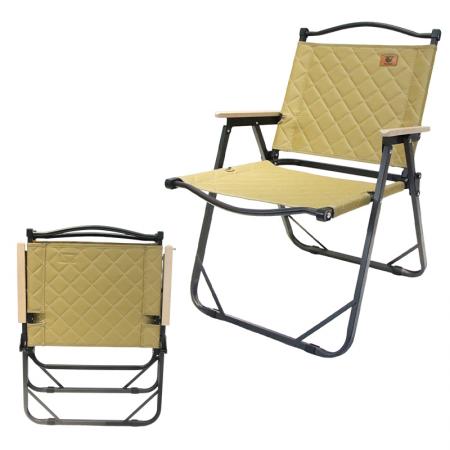 Garden Outdoor Picnic Chair Portable Foldable Camp Kermit Chair With Solid Wood Handrail 