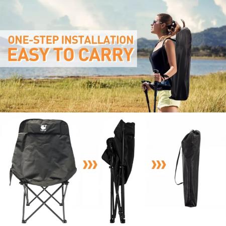 Camping High Back Large Size Moon Chair Comfortable Folding Outdoor Lazy Lounge Chair 