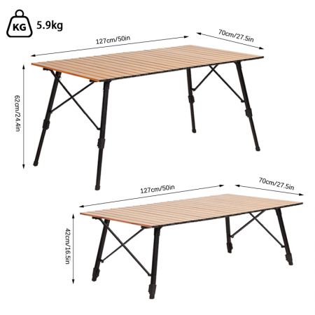 Custom Outdoor Camping Portable Folding Aluminum Height Adjustable Table 