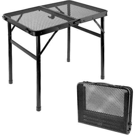 Grid Portable Folding Table with Height Adjusting Legs Outdoor Camping Barbecue Table 