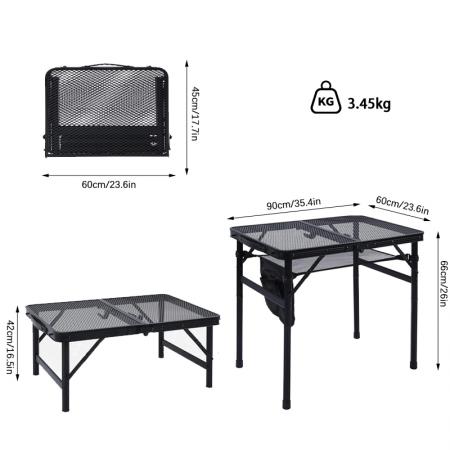 Outdoor Folding Aluminum Camping Table With Mesh Top Portable BBQ Picnic Table OEM ODM 