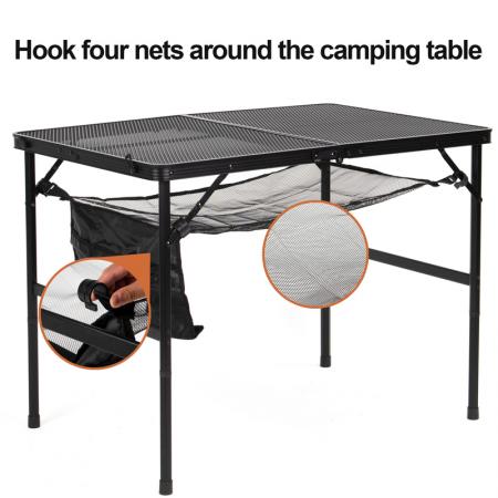 Outdoor Folding Aluminum Camping Table With Mesh Top Portable BBQ Picnic Table OEM ODM 