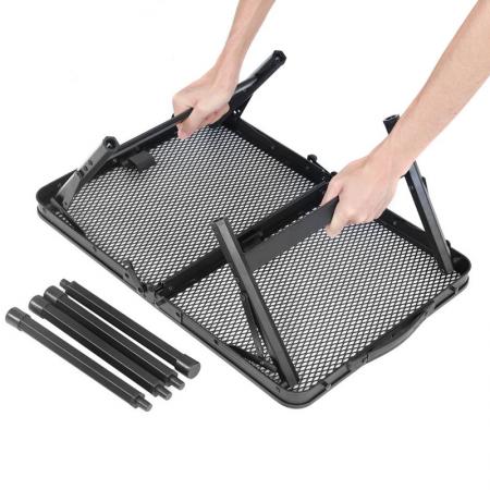 Grid Portable Folding Table with Height Adjusting Legs Outdoor Camping Barbecue Table 