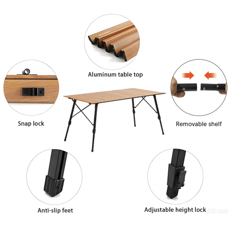 Custom Outdoor Camping Portable Folding Aluminum Height Adjustable Table 