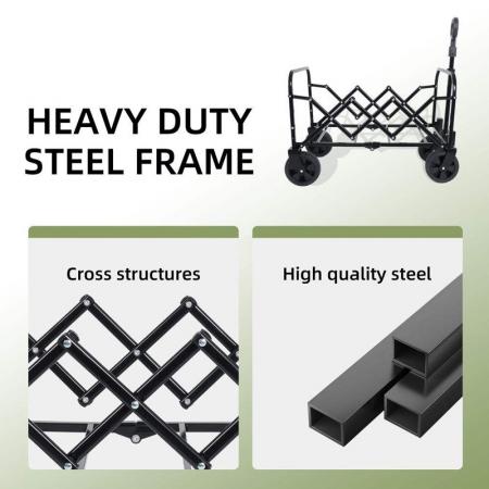 Collapsible Utility Heavy Duty Foldable Garden Stainless Steel Frame  Wagon Cart OEM Customized 