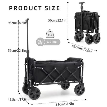 Collapsible Utility Heavy Duty Foldable Garden Stainless Steel Frame  Wagon Cart OEM Customized 