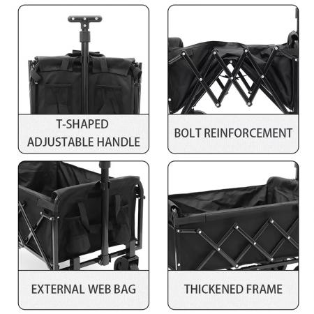 Collapsible Utility Heavy Duty Foldable Garden Stainless Steel Frame  Wagon Cart OEM Customized 