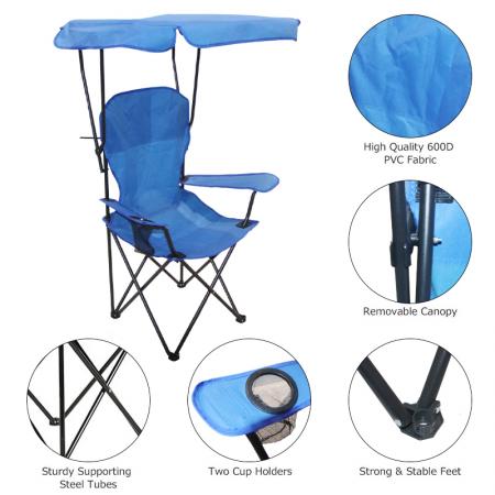 Wholesale Outdoor Furniture Camping Accessories Beach Lightweight Foldable Fishing Chair with Cup Holder Sunshade 