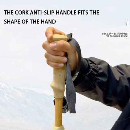 Outdoor Ultralight Folding Bamboo Grain Carbon Fiber Aluminum Alloy Hiking Trekking Poles 