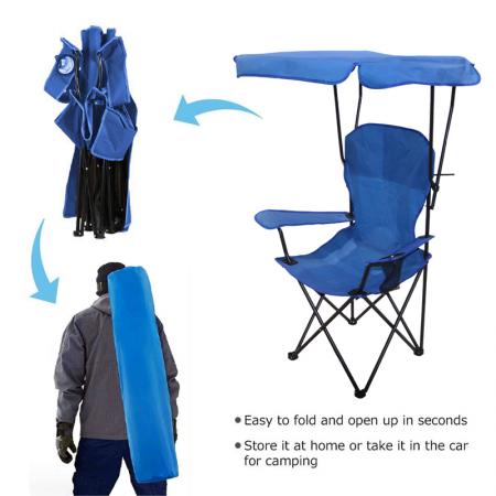 Wholesale Outdoor Furniture Camping Accessories Beach Lightweight Foldable Fishing Chair with Cup Holder Sunshade 