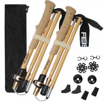 Ultralight Folding Bamboo Grain Carbon Fiber Trekking Poles