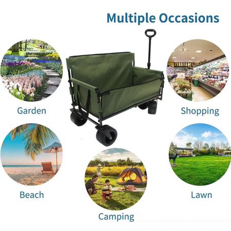Collapsible Utility Folding Wagon Cart Heavy Duty Foldable Beach Large Capacity Wagon Cart 