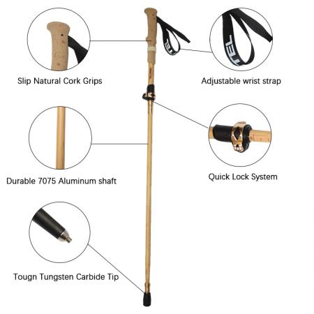 Outdoor Ultralight Folding Bamboo Grain Carbon Fiber Aluminum Alloy Hiking Trekking Poles 