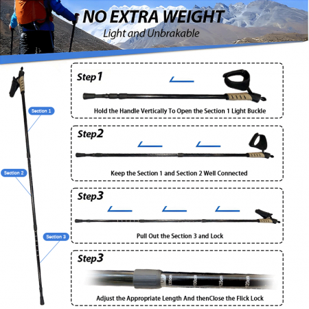 Aluminum Adjustable Hiking Trekking Poles for Outdoor Travel OEM Customizable 