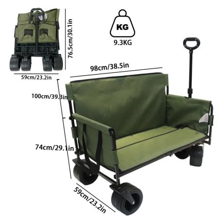 Collapsible Utility Folding Wagon Cart Heavy Duty Foldable Beach Large Capacity Wagon Cart 