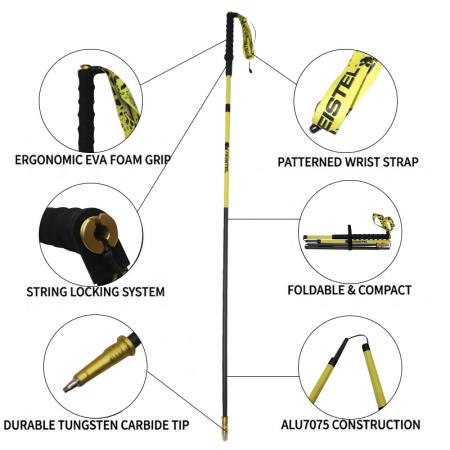 Aluminum Alloy 4-Joint Five Section Foldable Telescopic Lightweight Professional Outdoor Equipment Hiking Pole 