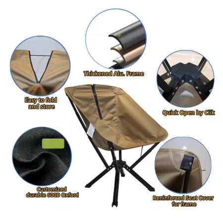 Aluminum Portable Outdoor Travel Quick Open Fold up Compact Ultralight Folding Camping Chair 