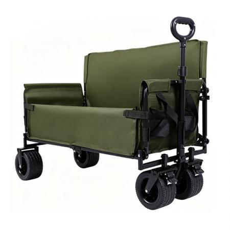 Collapsible Utility Folding Wagon Cart Heavy Duty Foldable Beach Large Capacity Wagon Cart 