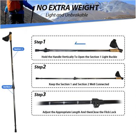 Carbon Running Alpenstock Ultralight Easy Folding Sport Hiking Cross-country Trekking Pole Climbing Pole 