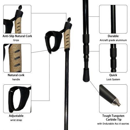 Aluminum Adjustable Hiking Trekking Poles for Outdoor Travel OEM Customizable 
