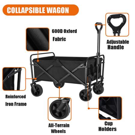 Outdoor Garden Camp Trolley Beach Cart Collapsible Folding Hand Wagon Trolley Folding Wagon 