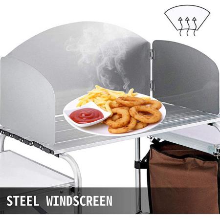 Aluminum Multifunction Outdoor Camping Kitchen Folding Cooking Table with Oxford Bag Cabinet Cupboard 