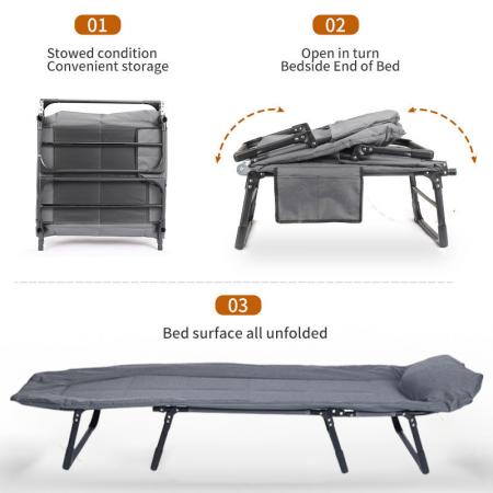 Outdoor Park Portable Folding Multifunctional 4 Legs Steel Frame Powder Coated Camping Cot 