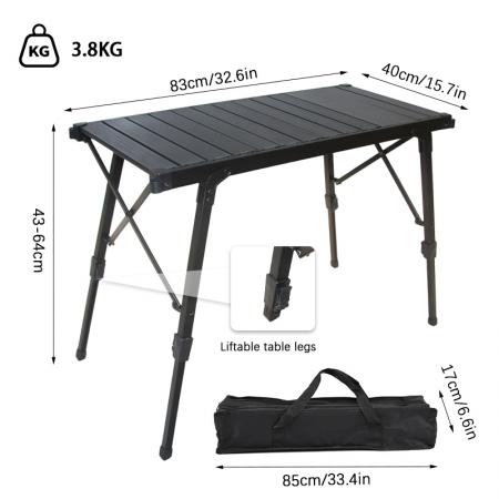 Aluminum Alloy Portable Ultralight Folding Egg Roll Table Multifunctional IGT Camping Table 