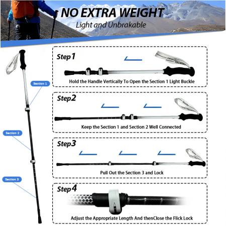 Outdoor Ultralight Nordic Hiking Trekking Pole 7075 Aluminium Carbon Fiber Cork EVA Handle Trekking Pole 